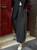 Women's Baggy Pants Plaid Drawstring Gathered Cuffs – Outdoor Market