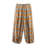 Women's Baggy Pants Plaid Drawstring Gathered Cuffs – Outdoor Market