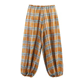 Women's Baggy Pants Plaid Drawstring Gathered Cuffs – Outdoor Market