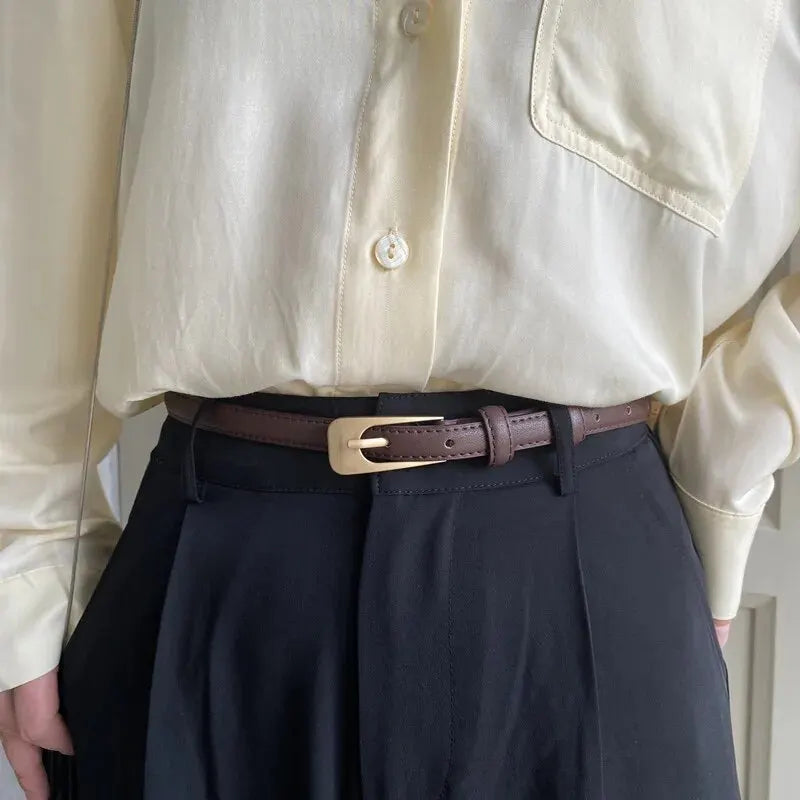 Women's Belt Black Slim Square Buckle – Going Out