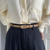 Women's Belt Black Slim Square Buckle – Going Out