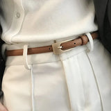 Women's Belt Black Slim Square Buckle – Going Out