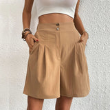 Women's Bermuda Shorts Pleated High Waist – Garden Party Summer