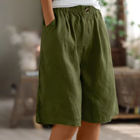 Women's Bermuda Shorts Wide Leg Side Pockets Knee Length – Summer Outings