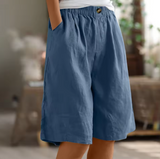 Women's Bermuda Shorts Wide Leg Side Pockets Knee Length – Summer Outings