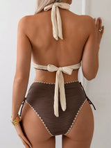Women's Bikini Set High Waisted Halter Neck Tie Side – Beach Vacation