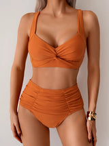 Women's Bikini Set High Waisted Ruched Bottom Wide Strap – Beach Vacation