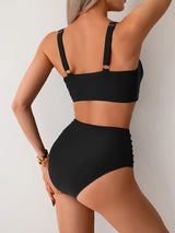 Women's Bikini Set High Waisted Ruched Bottom Wide Strap – Beach Vacation