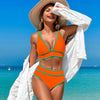Women's Bikini Set High Waisted V Neck Contrast Trim – Beach Vacation