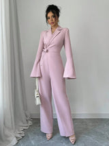 Women's Blazer Jumpsuit Wrap Wide Leg Bell Sleeve – Going Out Reception