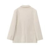 Women's Blazer Long Sleeve Lapel Collar Button Front – Office Wear