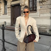 Women's Blazer Structured V Neck Button Front Long Sleeve - Business Casual