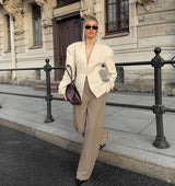 Women's Blazer Structured V Neck Button Front Long Sleeve - Business Casual