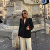 Women's Blazer Tailored Two Button Notch Lapel Long Sleeve -Work Office