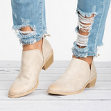 Women's Block Heel Ankle Boots Back Zip Rounded Toe – Street Style Wear