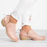 Women's Block Heel Ankle Boots Back Zip Rounded Toe – Street Style Wear