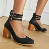 Women's Block Heel Sandals Closed Toe Ankle Strap Back Zipper – Formal Casual Style