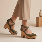 Women's Block Heels Closed Toe Ankle Strap Buckle – Going Out