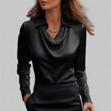 Women's Blouse Draped Cowl Neck Long Sleeve – Work Office