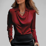 Women's Blouse Draped Cowl Neck Long Sleeve – Work Office