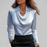 Women's Blouse Draped Cowl Neck Long Sleeve – Work Office