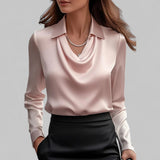 Women's Blouse Draped Cowl Neck Long Sleeve – Work Office