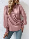 Women's Blouse Draped Front Long Sleeve Smocked Cuffs – Business Dinner