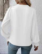 Women's Blouse Draped Front Long Sleeve Smocked Cuffs – Business Dinner