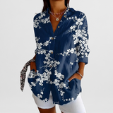 Women’s Blouse Printed Pattern Collared Neckline Button Front – Community Workshops