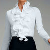 Women’s Blouse Ruffle Collar Button Front Long Sleeves – Gallery Receptions
