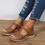 Women's Open Toe Sandals T Strap Slingback Low Wedge – Summer Casual