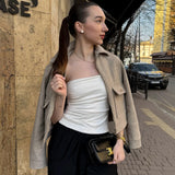 Women's Bomber Jacket Cropped Long Sleeve Zip Front – Casual Everyday