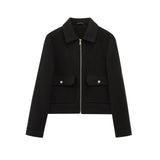 Women's Bomber Jacket Cropped Long Sleeve Zip Front – Casual Everyday