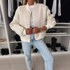 Women's Bomber Jacket Quilted Long Sleeve Zip Front Rib Collar – Going Out