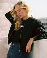 Women's Bomber Jacket Zip Front Long Sleeve Ribbed Trim – Weekend Plans
