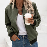 Women's Bomber Jacket Zip Front Long Sleeve Ribbed Trim – Weekend Plans
