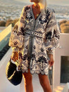 Women's Botanical Mini Dress V-Neck Balloon Sleeve Belted – Garden Party