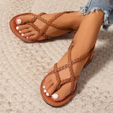 Women's Braided Flat Sandals Toe Post Back Strap Detail – Resort Wear