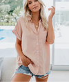 Women's Button Down Shirt Short Sleeve Camp Collar – Beach Vacation