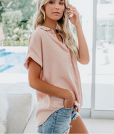 Women's Button Down Shirt Short Sleeve Camp Collar – Beach Vacation