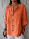 Women's Button Front Blouse Notched Neck Rolled Sleeve – Everyday Outings