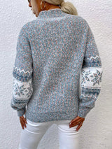 Women's Cable Knit Sweater Mock Neck Long Sleeve Patterned Knit – Winter Market