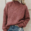 Women's Cable Knit Sweater Mock Neck Long Sleeve Ribbed Trim – Casual Day Plans
