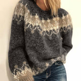 Women's Cable Knit Sweater Round Neck Long Sleeve Patterned Knit Detail – Winter Market