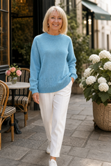 Women’s Cable Knit Sweater Round Neck Long Sleeve Pullover – Relaxed Day Plans