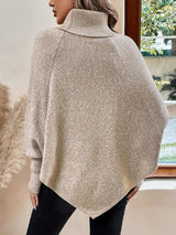 Women’s Cable Knit Sweater Turtleneck Button Shoulder Pointed Hem – Weekend Lunches