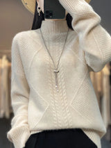 Women's Cable Knit Sweater Turtleneck Long Sleeve – Daily Cold Season Wear