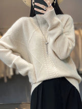 Women's Cable Knit Sweater Turtleneck Long Sleeve – Daily Cold Season Wear