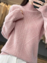 Women's Cable Knit Sweater Turtleneck Long Sleeve – Daily Cold Season Wear