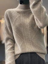 Women's Cable Knit Sweater Turtleneck Long Sleeve – Daily Cold Season Wear